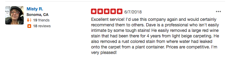 Yelp carpet cleaning review