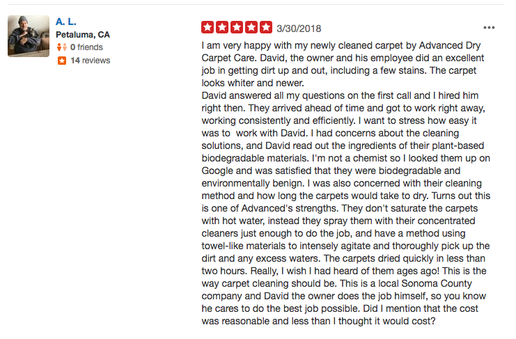 Yelp carpet cleaning review 2